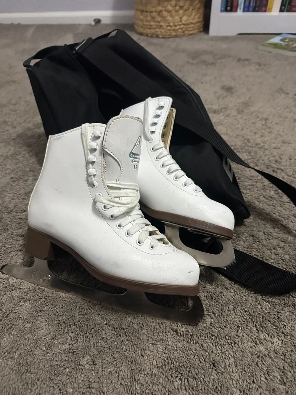 White Women's/ big kid Lace-Up Figure Ice Skates with Secure Ankle Support